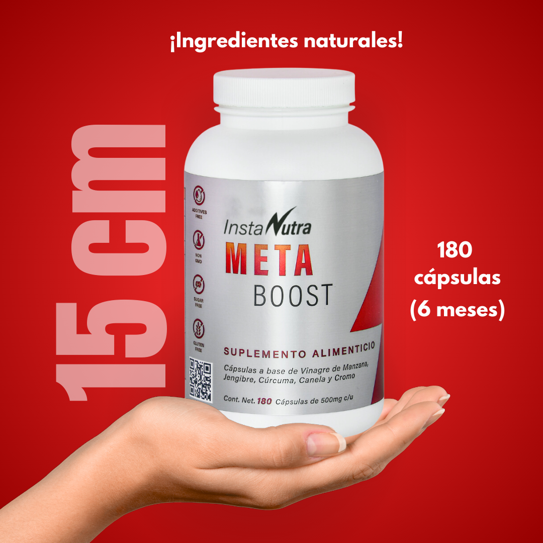 MetaBoost – Vinagre de Manzana con Cúrcuma, Jengibre, Canela y Cromo – 180 Cápsulas Sin Sabor
