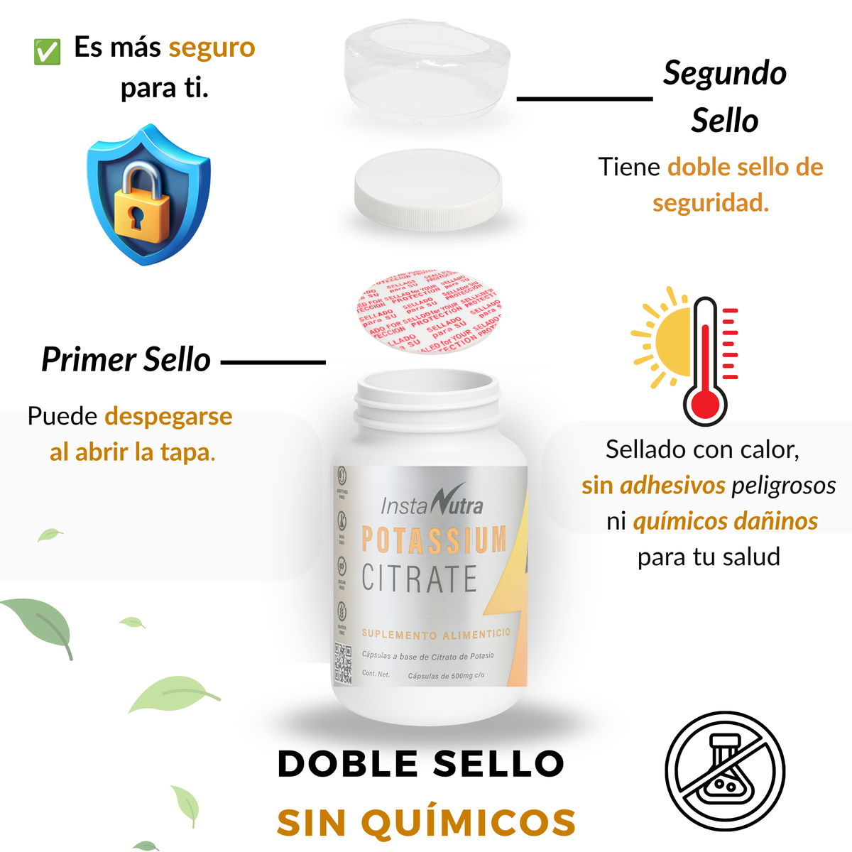 Citrato de Potasio 500 mg – 180 Cápsulas – Rinde 3 Meses