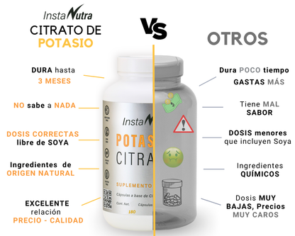 Citrato de Potasio 500 mg – 180 Cápsulas – Rinde 3 Meses
