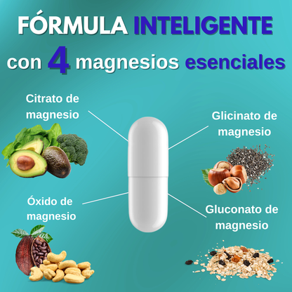 Magnesio Complex 4 en 1 – Citrato, Glicinato, Óxido y Gluconato – 90 Cápsulas