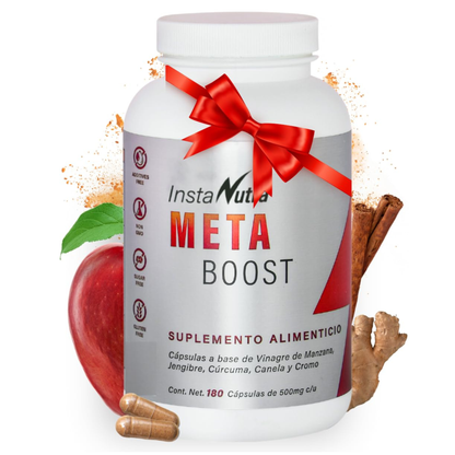 MetaBoost – Vinagre de Manzana con Cúrcuma, Jengibre, Canela y Cromo – 180 Cápsulas Sin Sabor