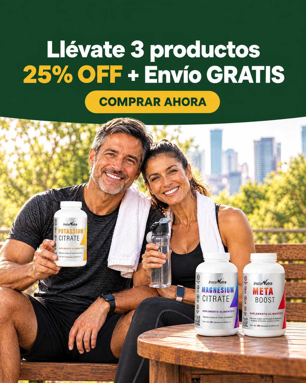 Llévate 3 productos InstaNutra: 25% de descuento y envío gratis